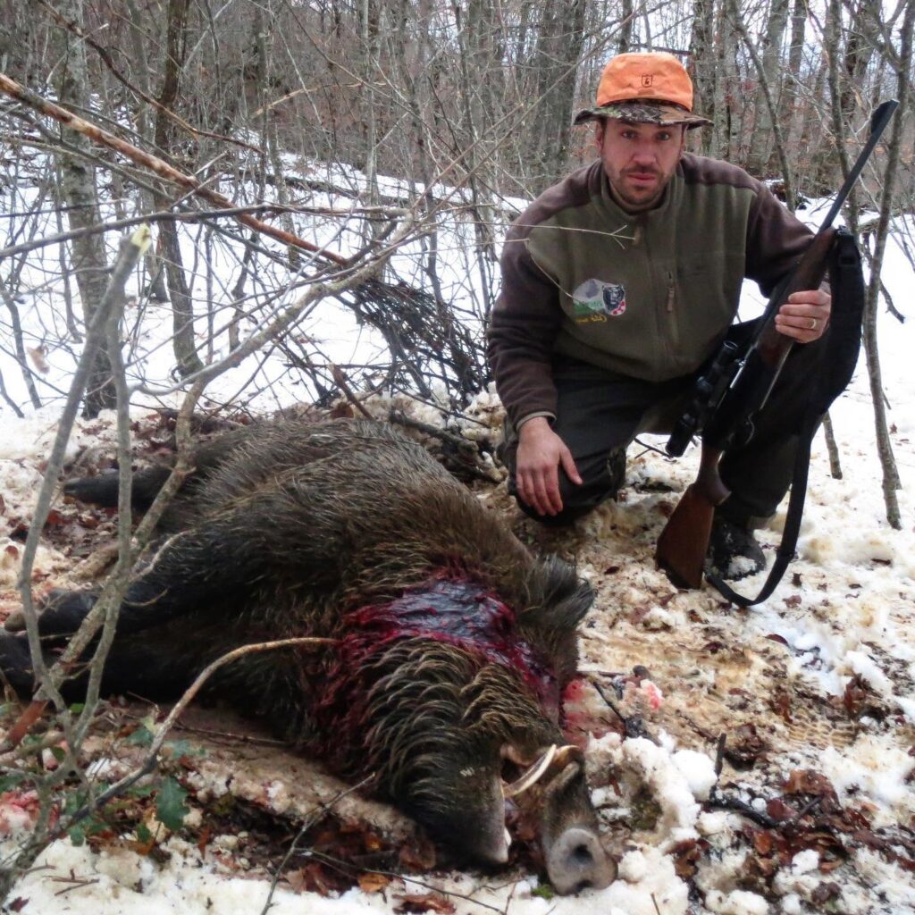 Tomo Svetic (owner of Artemis Hunting) with his wild boar harvested in Croatia
