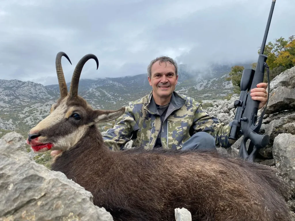 Client of Artemis Hunting on a successful balkan chamois hunt in Croatia