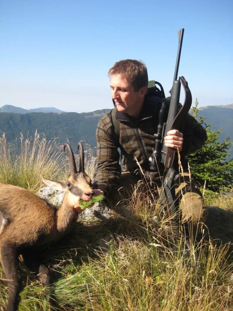Client of Artemis Hunting on a successful alpine chamois hunt in Slovenia