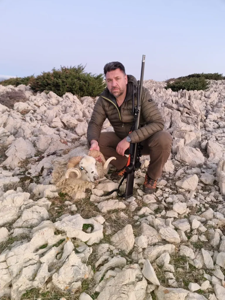Tomo Svetic (owner of Artemis Hunting) with his dalmatian wild sheep harvested in Croatia