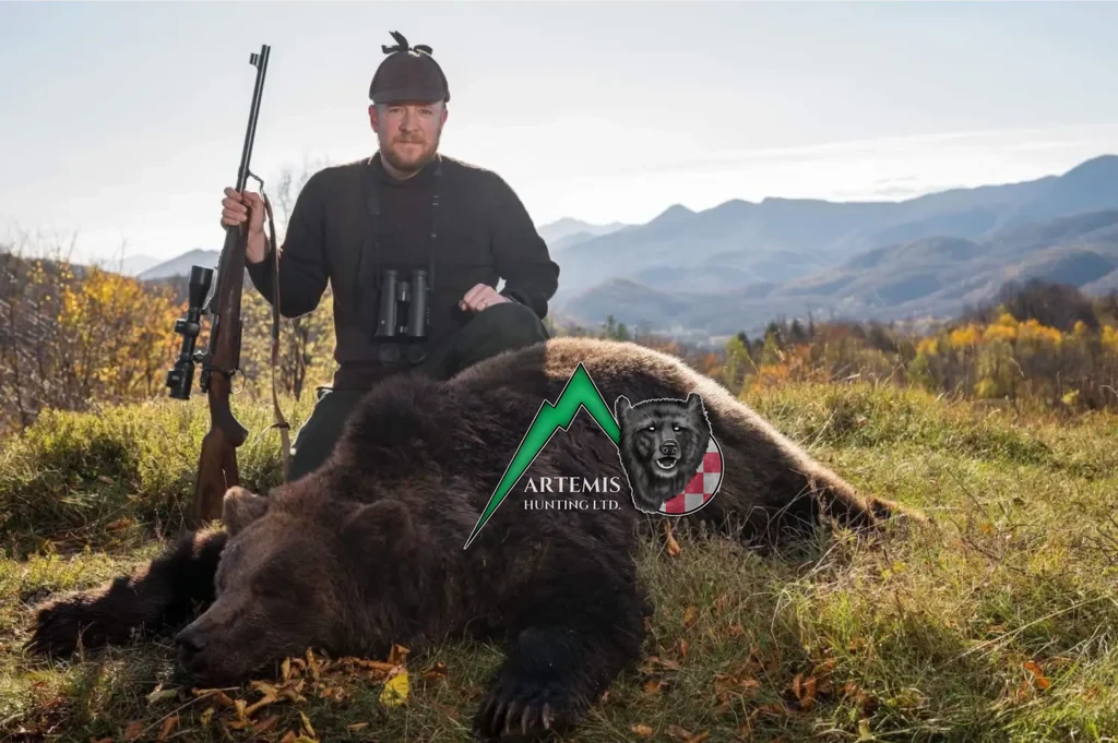 Client of Artemis Hunting on a successful brown bear hunt in Croatia