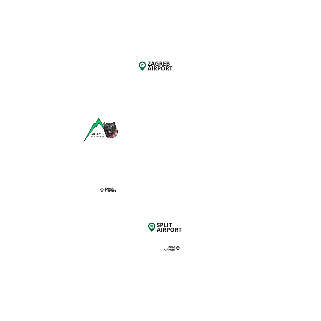 Croatia map with locations of biggest airports