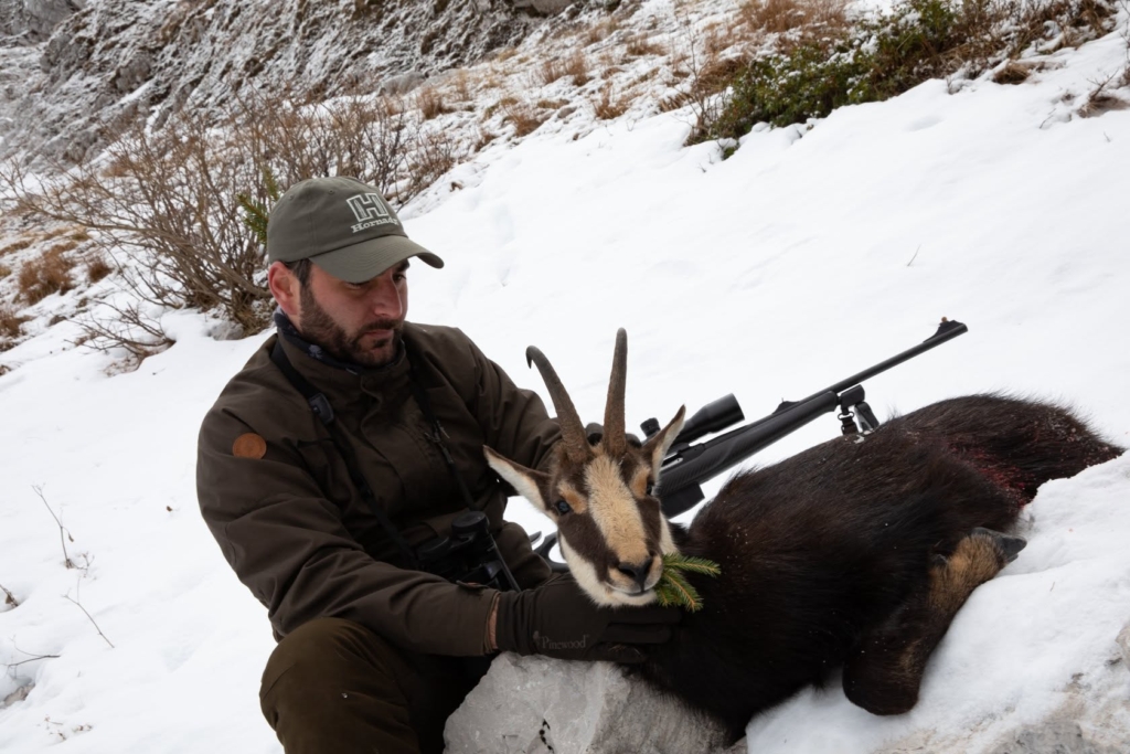 Lucas Micallef, president of Federation for Hunting & Conservation Malta, client of Artemis Hunting on a successful alpine chamois hunt in Slovenia